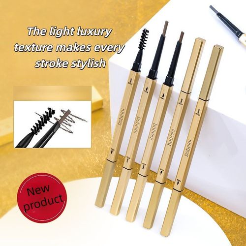 Golden Slim Eyebrow Pencil: Waterproof, Sweatproof, Long-Lasting, Smudge-Proof, Ultra-Fine Dual-Ended for Natural Wild Eyebrows