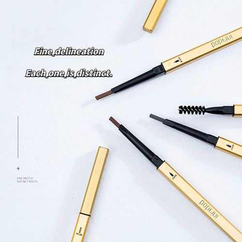 Golden Slim Eyebrow Pencil: Waterproof, Sweatproof, Long-Lasting, Smudge-Proof, Ultra-Fine Dual-Ended for Natural Wild Eyebrows