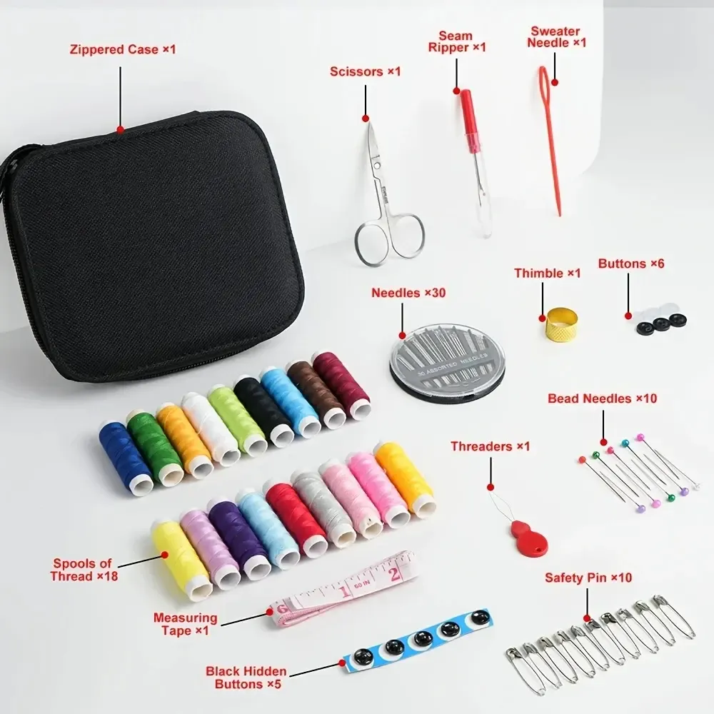 Various Sizes of Household Sewing Kit Box Set for Needlework with Essential Sewing Tools