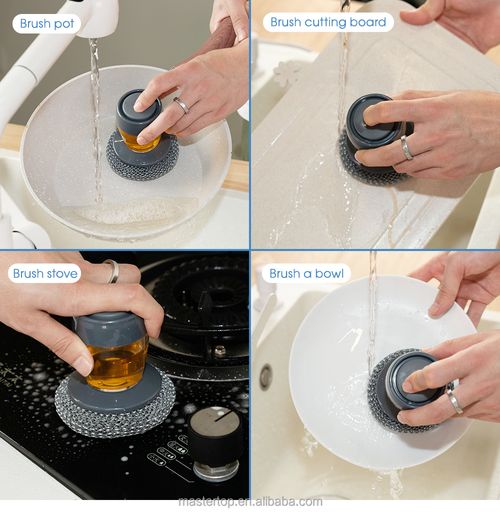 Press‑Type Automatic Liquid‑Adding Pot Cleaning Brush, Household Stove Cleaning Brush for Kitchen