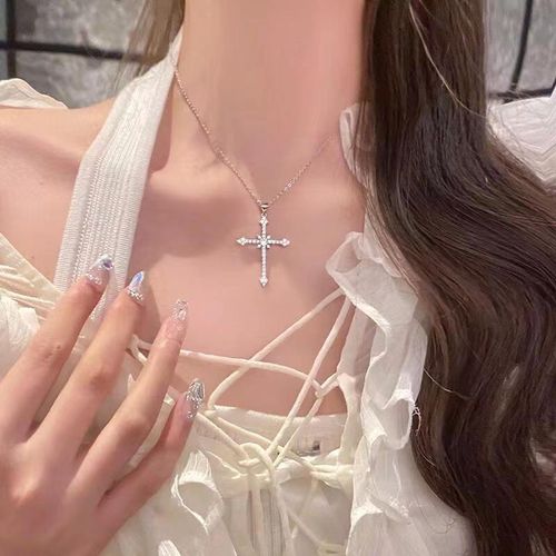 Bohemian Crystal Cross Pendant Clavicle Necklace