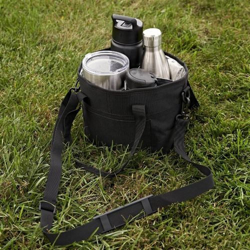 Portable Oxford cloth leak-proof water bottle storage bag, 4-compartment design, multi-cup beverage tote bag for car use