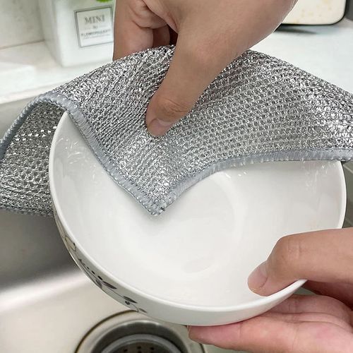 Double Layer Silver Wire Dish Cloth - Oil-Proof Stain Remover for Kitchen Stove & Stainless Steel | Multi-Purpose CleaningCloth 20pcs