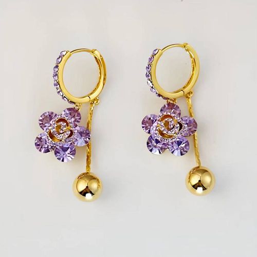 Light Luxury Exquisite Versatile Purple Zircon Flower Ear Buckle
