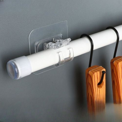 Get six pieces in total. Nail-free self-adhesive rail hooks, curtain rod clips, bathroom hooks, and adhesive hanging storage racks for household use.