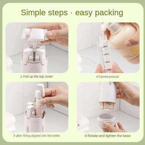 4 in 1 Travel Dispensing Bottles | Portable Cosmetic & Shampoo Storage Bottles for Toiletries | Leak-Proof Travel Container Set