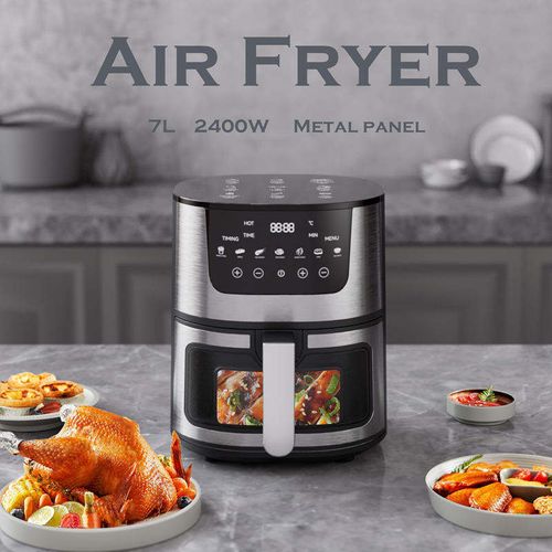 Stainless Steel 7L Smart Air Fryer, Household Touch Control Oven, Oil-Free Hot Rack Design, Oil-Free Frying Cooking