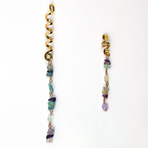 Four pieces in a set,two long and two short,Natural Stone Pendant Hair Rings, Retro Dreadlocks Hair Clips.