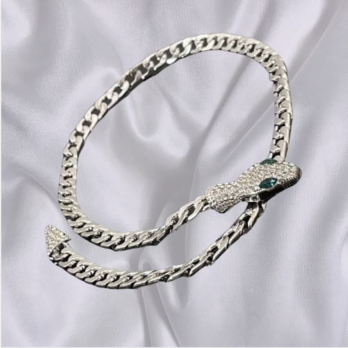 Trendy INS-Style Cuban Chain | Sparkly Snake Head Magnetic Necklace