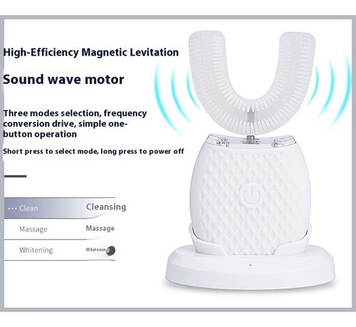 360° Full-Coverage Cleaning, Fully Automatic, IPX7 Waterproof & Rechargeable U-Shaped Silicone Toothbrush