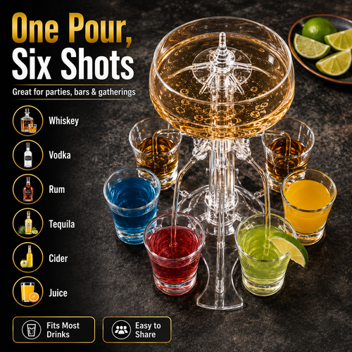 6 Shot Liquor Dispenser , Dolphine Siphon