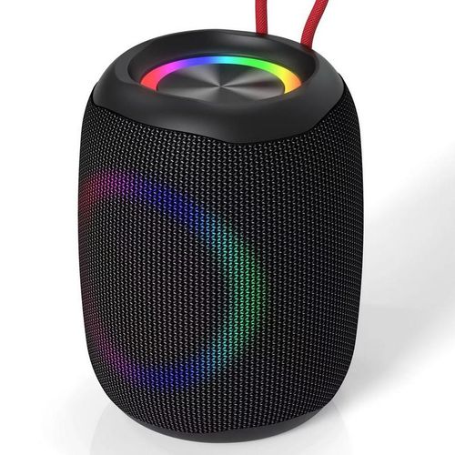 Mini altifalante portátil sem fios com luzes LED RGB redondas Áudio Bluetooth à prova de água