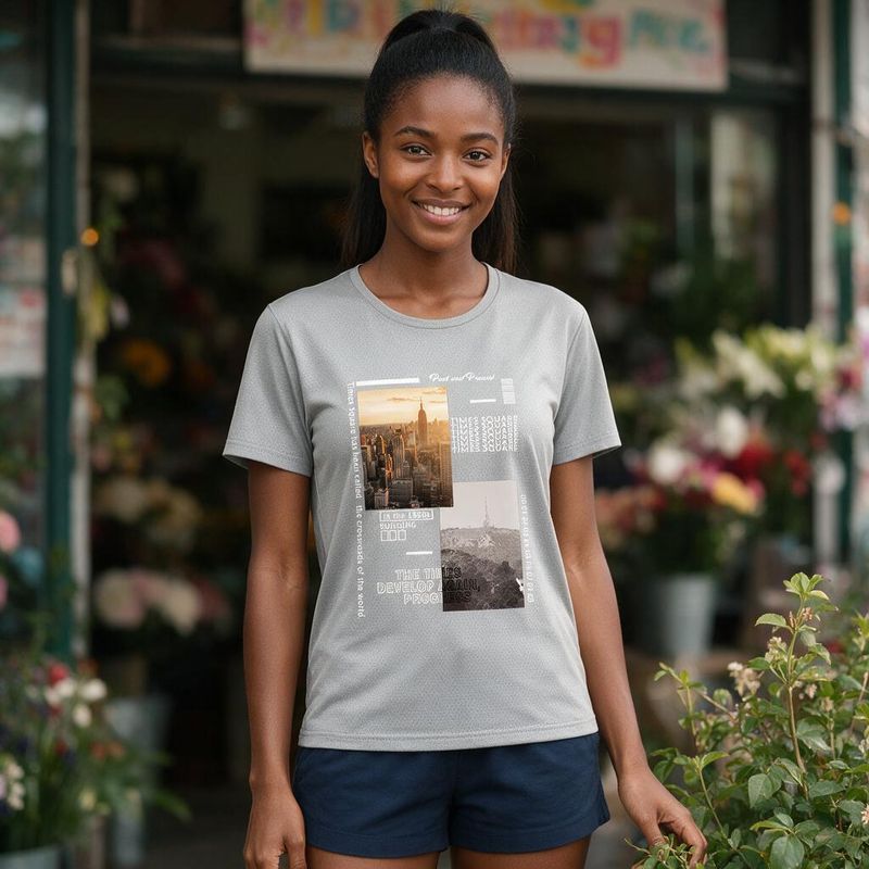 1106-4 Womens crew neck short sleeve T shirt   Minimum total order: 100 pieces. Mix styles are acceptable