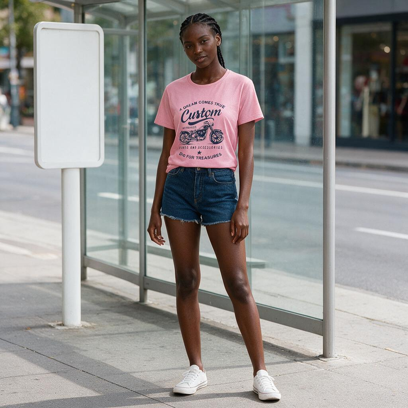 1114-2 Womens crew neck short sleeve T shirt   Minimum total order: 100 pieces. Mix styles are acceptable