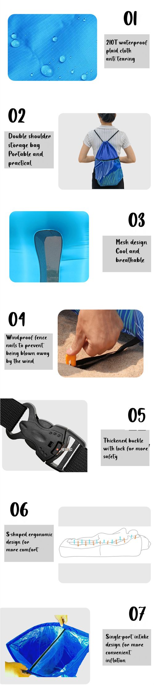 Sunshade Folding Beach Outdoor Inflatable Bed Chair