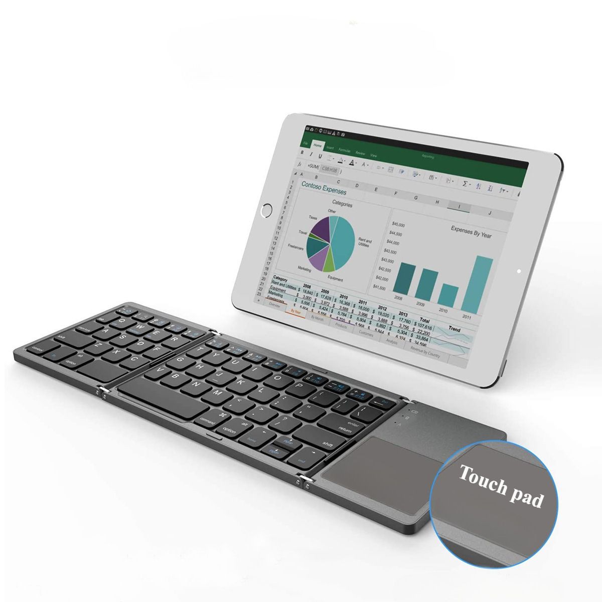 Teclado dobrável sem fio bluetooth touchpad portátil ipad telefone tablet notebook conjunto de mouse universal