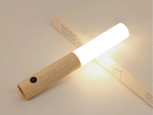 USB Rechargeable Wireless Magnetic LED Motion Sensor Wooden Handle Wall Lamp Night Light for Bedroom Kitchen Cabinet