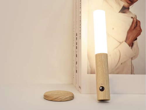 USB Rechargeable Wireless Magnetic LED Motion Sensor Wooden Handle Wall Lamp Night Light for Bedroom Kitchen Cabinet