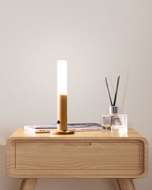 USB Rechargeable Wireless Magnetic LED Motion Sensor Wooden Handle Wall Lamp Night Light for Bedroom Kitchen Cabinet