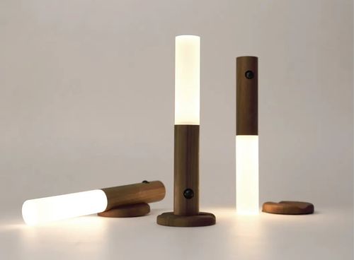 USB Rechargeable Wireless Magnetic LED Motion Sensor Wooden Handle Wall Lamp Night Light for Bedroom Kitchen Cabinet