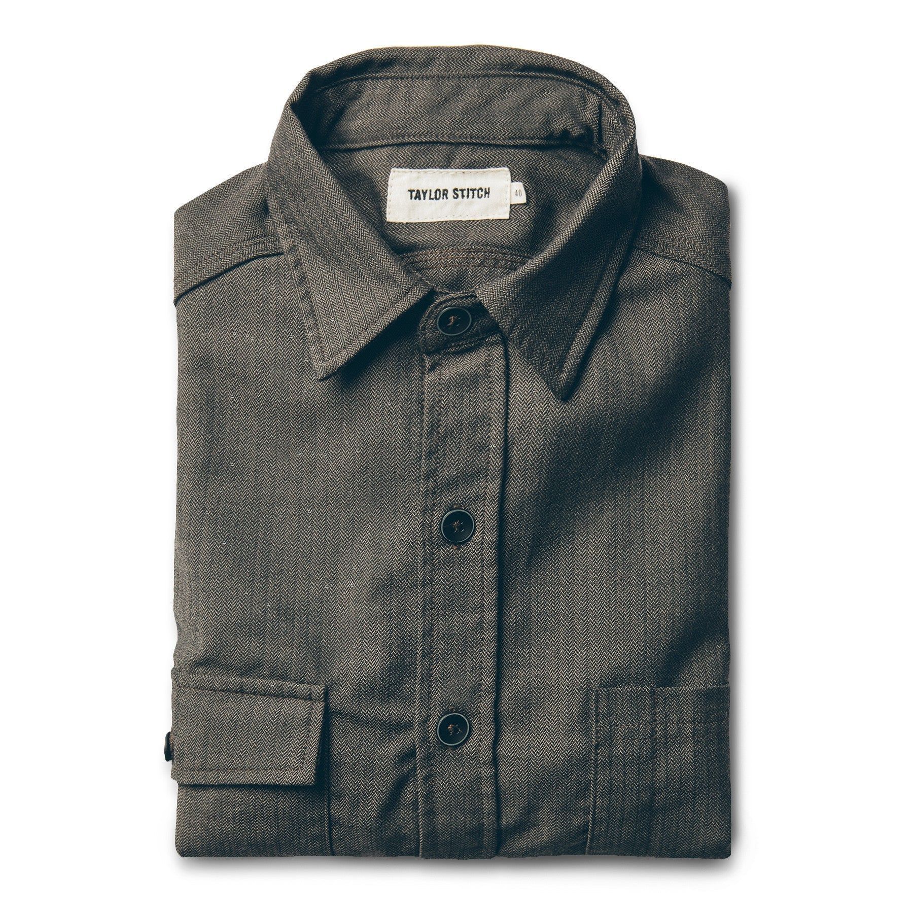 The Utility Shirt in Moss Merino 4S Herringbone