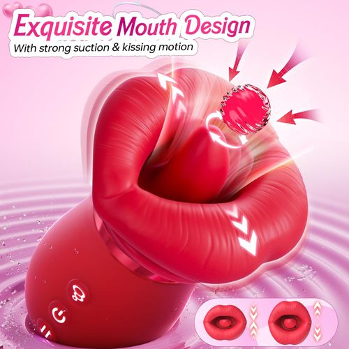 Female vibrator adult sex toy - Sovokn 5-in-1 oral sex vibrator rose sex toy, 10 tongue licks, 3 automatic and 1 manual sucking adult toy new application, clitoral nipple vibrator female couple ex toy