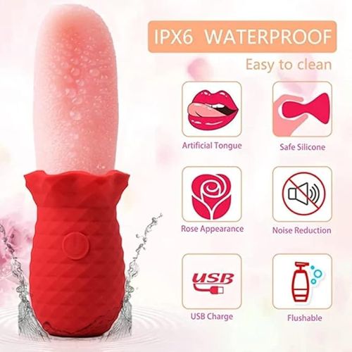 10 Speeds Rose Sex Toy for Women - Realistic Licking and Playing Games - Clitoral and G-Spot Stimulation, Nipples and Breast Massager - Perfect for Couples