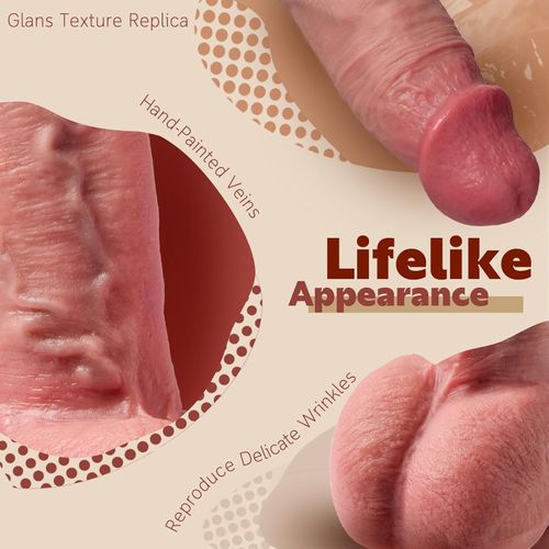 8-inch (approximately 20.3 cm) ultra-realistic dildo with a lifelike curved shape and realistic skin texture (F)