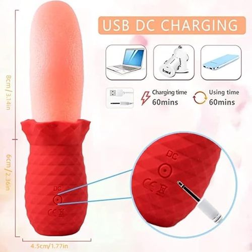 10 Speeds Rose Sex Toy for Women - Realistic Licking and Playing Games - Clitoral and G-Spot Stimulation, Nipples and Breast Massager - Perfect for Couples