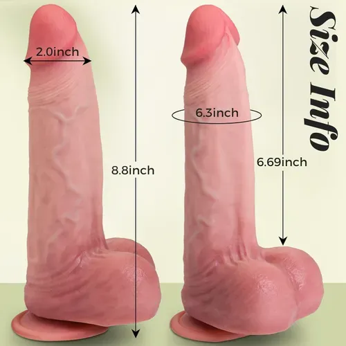 Kstert Realistic Dildo – 8.8 Large Upgraded Dual-Layer Liquid Silicone Toy with Lifelike Skin Feel, Strong Suction Cup, Hands-Free Strap-On Compatible Design for Women & Couples (Flesh)