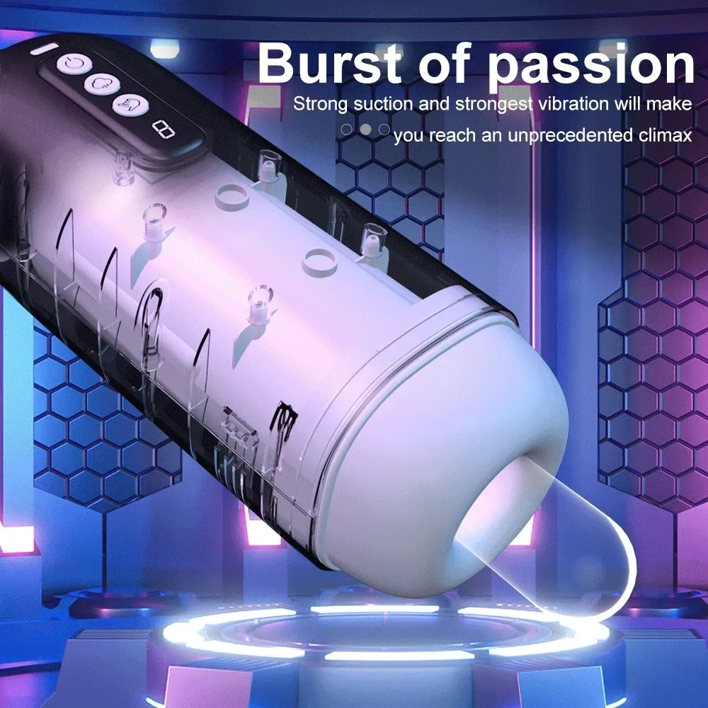 Electric Male Masturbator with 10 Thrusting & Vibrating Modes, Hands-Free Automatic Sex Toy for Men with Suction Cup, Rechargeable Penis Pump