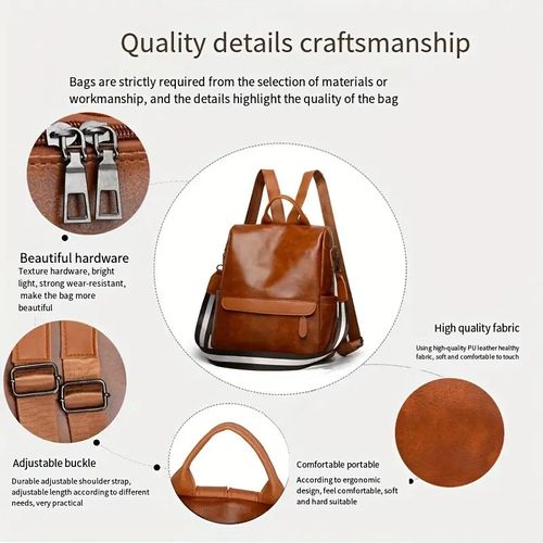 Waterproof Soft Leather Backpack for Outdoor Camping