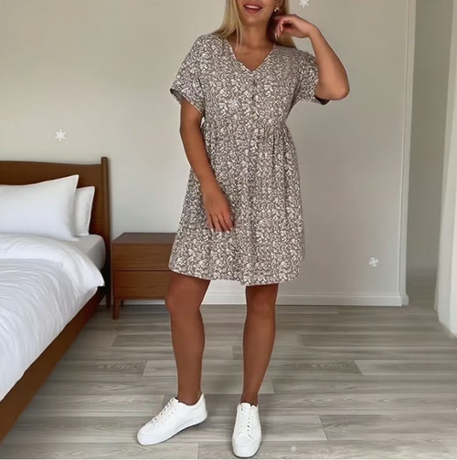 Women's Casual V-Neck Short Sleeve Dress