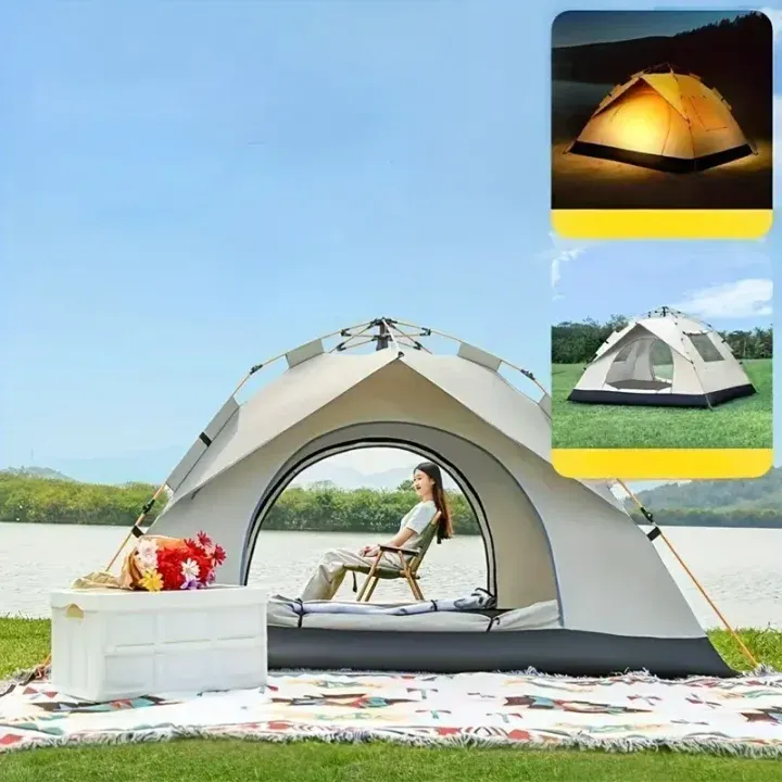 Tent, 3 Seconds Quick Set-up Design, Waterproof Zipper Closure, Suitable for Hiking, Traveling and Beaches