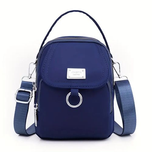 Solid Color Zipper Crossbody Bag