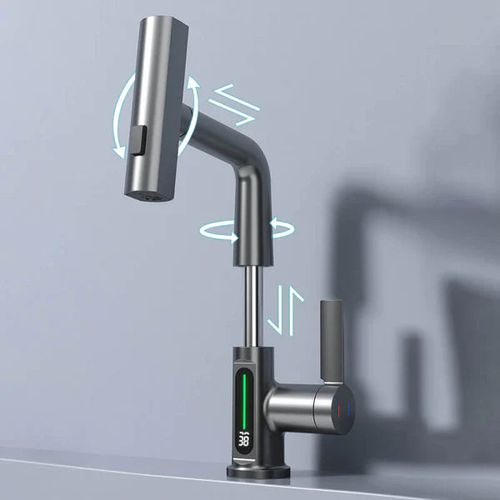 The pull-type lifting digital faucet is a must-have for kitchens and bathrooms.