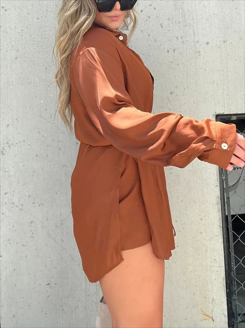 Solid color long sleeve shirt for women