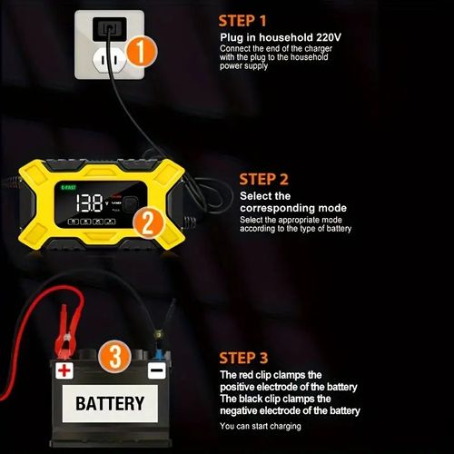 12V 6 Amp Intelligent Automatic Battery Charger/Maintainer With LCD Screen