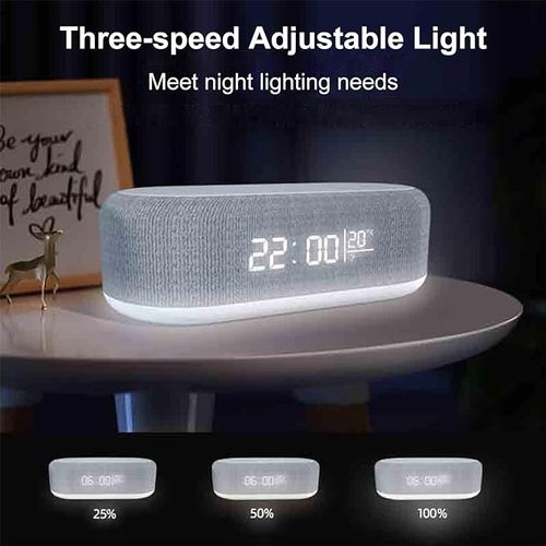 Digital Alarm Clock with Wireless Charging Station and Dimmable LED Display