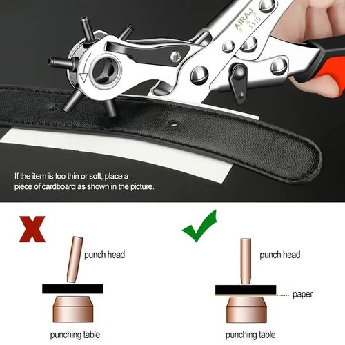 1pc Belt Punch Pliers Leather Belt Hole Eyelet Puncher Revolve Sewing Machine Bag Tool Watchband Strap Hand Tools