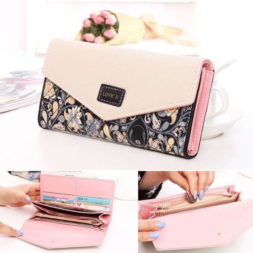 Fashion Women Large Capacity Purse Ladies Clutch Bag Korean Style Wallet PU Card Holder