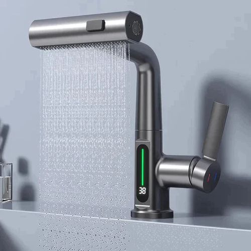 The pull-type lifting digital faucet is a must-have for kitchens and bathrooms.