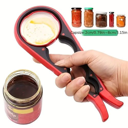 1pc 4-in-1 Multi-Purpose Can Opener with Non-Slip Grip