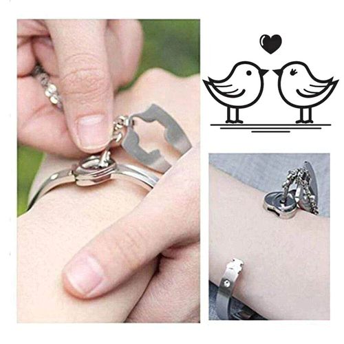 "Couple's Heart Lock Bracelet & Key Necklace Jewelry Set – Unlock Love!"