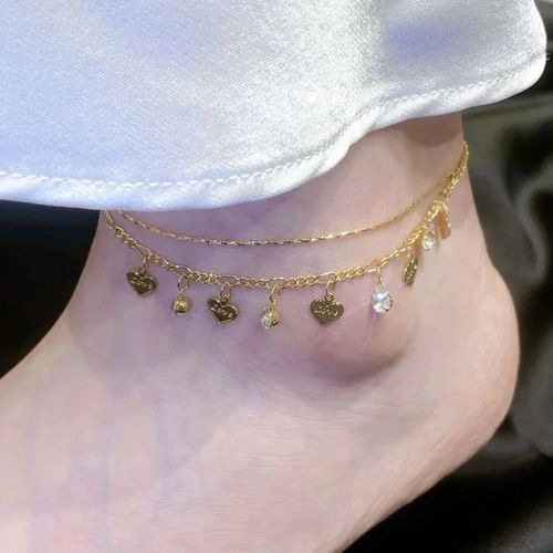 🌹Double Layer Rhinestones Heart Anklet🌹