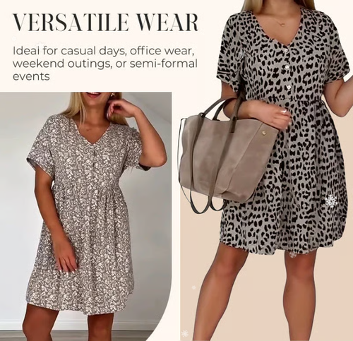 Women's Casual V-Neck Short Sleeve Dress