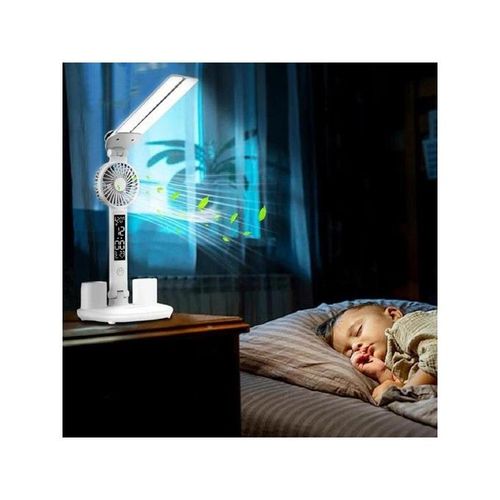 LED Screen Fan Rechargeable Desk Lamp with Pen&Phone Holder