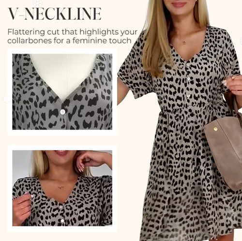 Women's Casual V-Neck Short Sleeve Dress