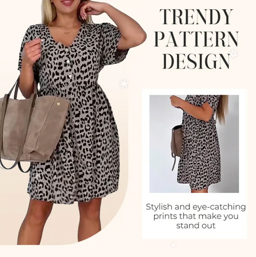 Women's Casual V-Neck Short Sleeve Dress