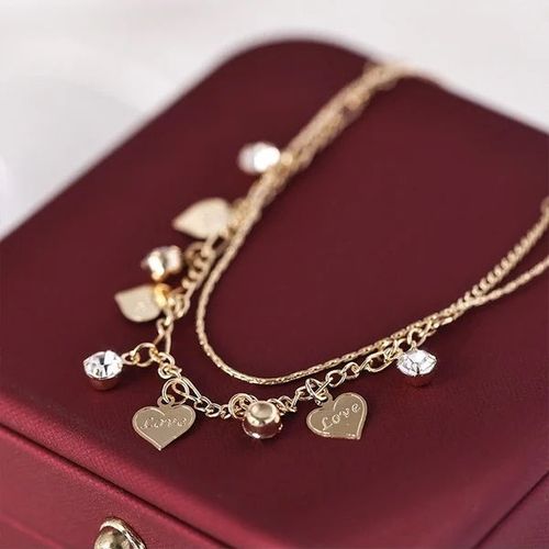 🌹Double Layer Rhinestones Heart Anklet🌹